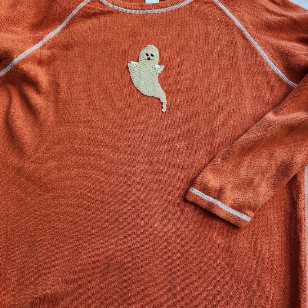 Quacker Factory Sequined Ghost Orange Linen Blend… - image 6